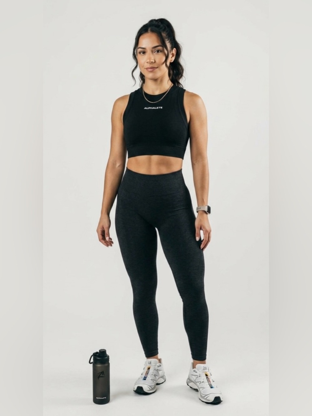 Alphalete Alphalete Black Seamless High Neck Crop Top - Size S